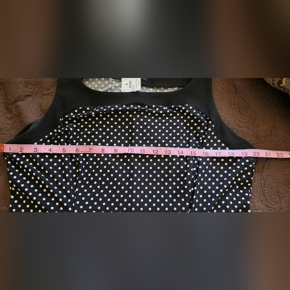 Jones New York Sleeveless Black and White Dotted Midi Dress Sz 16 - Picture 4 of 5